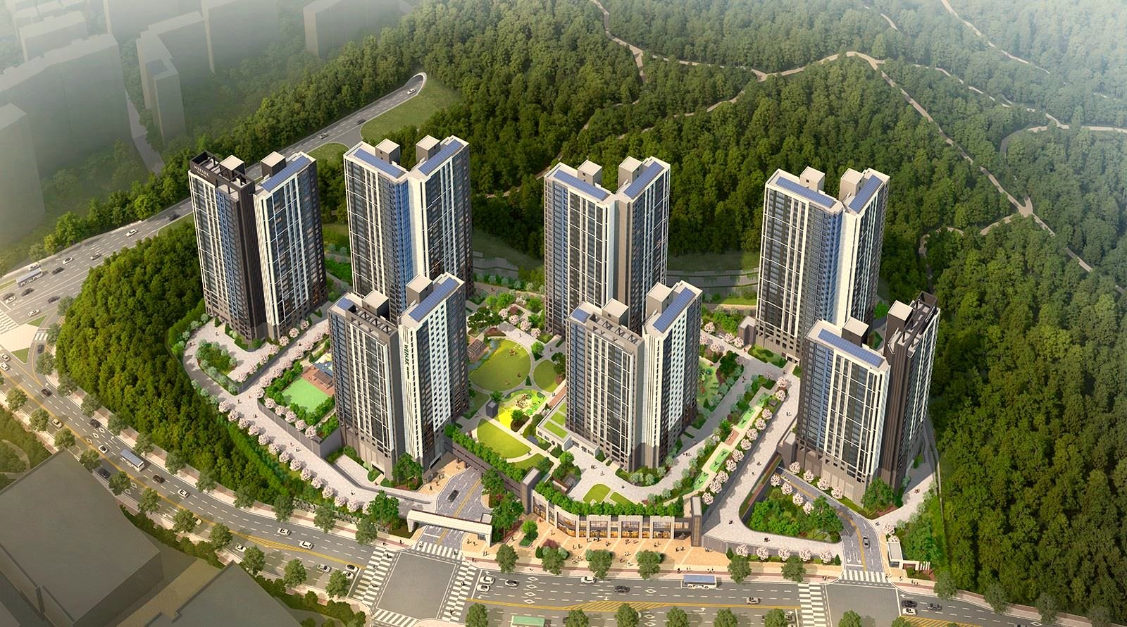 위파크 더센트럴 중앙공원 단지 전경