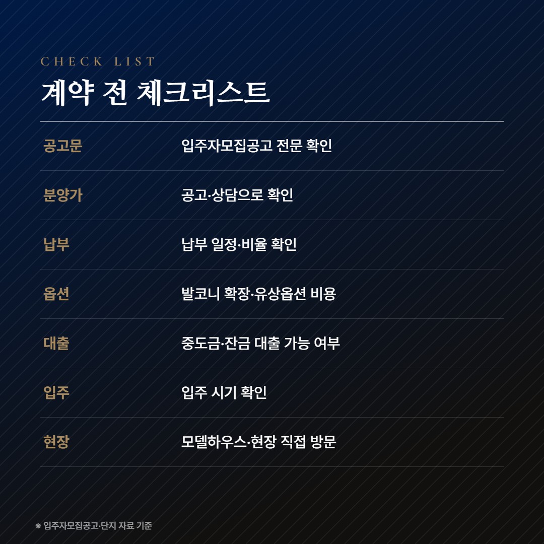 중앙공원 위파크 더센트럴 계약 체크리스트