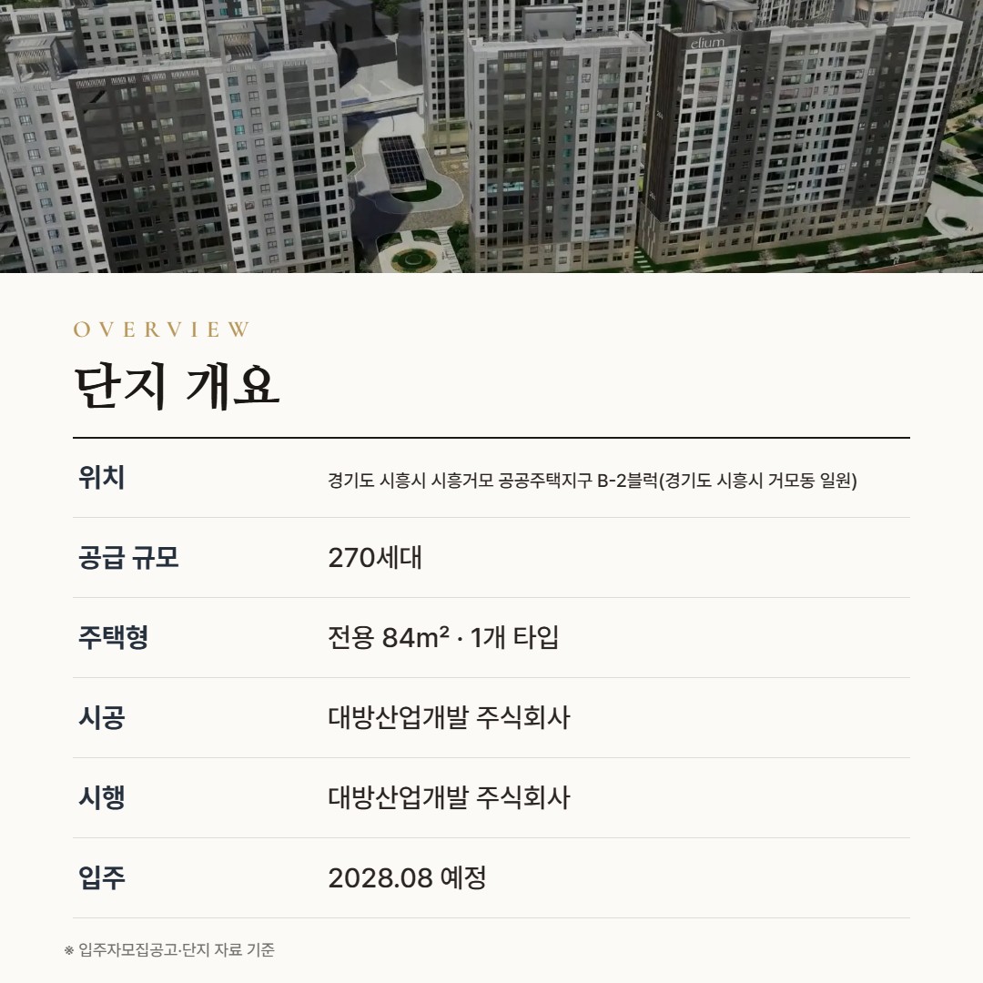 시흥거모지구 대방 엘리움 더 루체Ⅱ(B-2BL) 단지개요