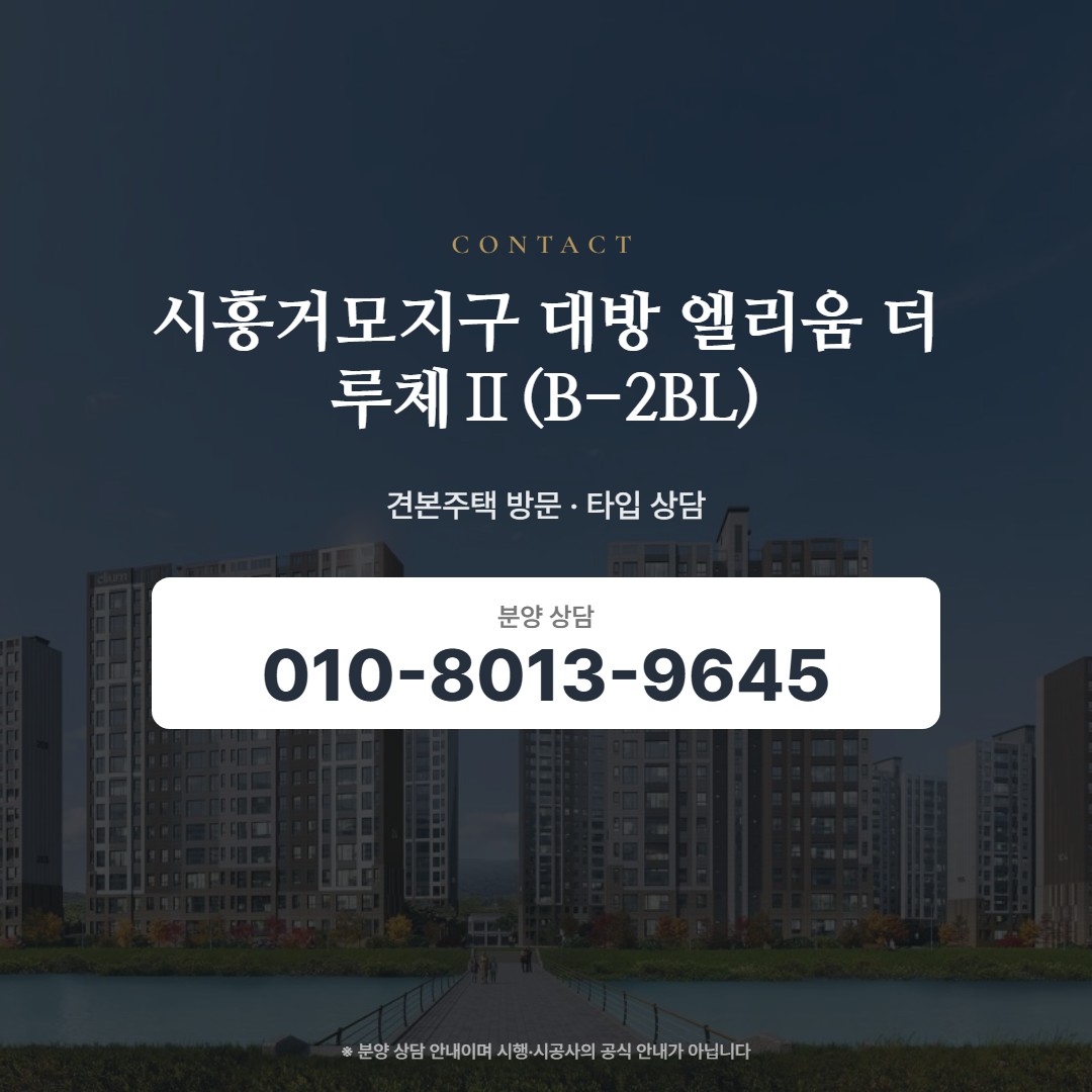시흥거모지구 대방 엘리움 더 루체Ⅱ(B-2BL) 상담 안내